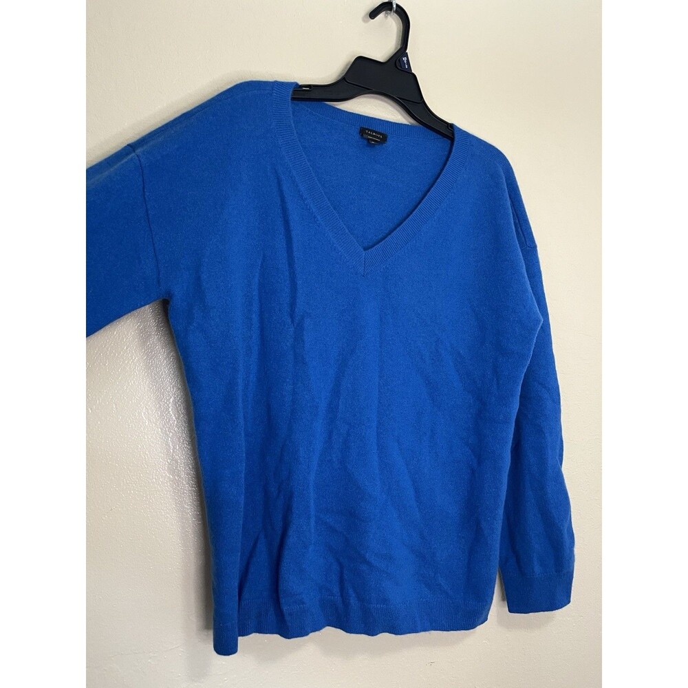 Talbots 100% Cashmere Sweater V-neck Long Sleeve Womens Size XL Blue - Picture 2 of 5